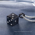 Custom Punk Cool Classics Lucky Crystal Black Stainless Steel Dice Pendant